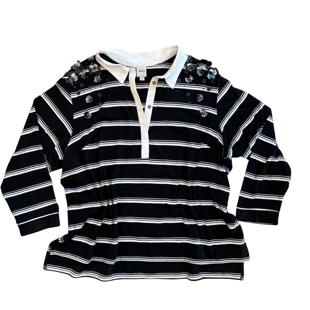 Maeve Anthropologie Plus Oversized Striped Polo Top